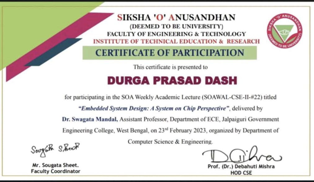 YAY !! THAT'S Certificate on Embedded System Design